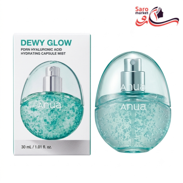 اسپری کپسولی آبرسان دیوی گلو پی‌دی‌آر‌ان و هیالورونیک اسید آنوا (Anua)