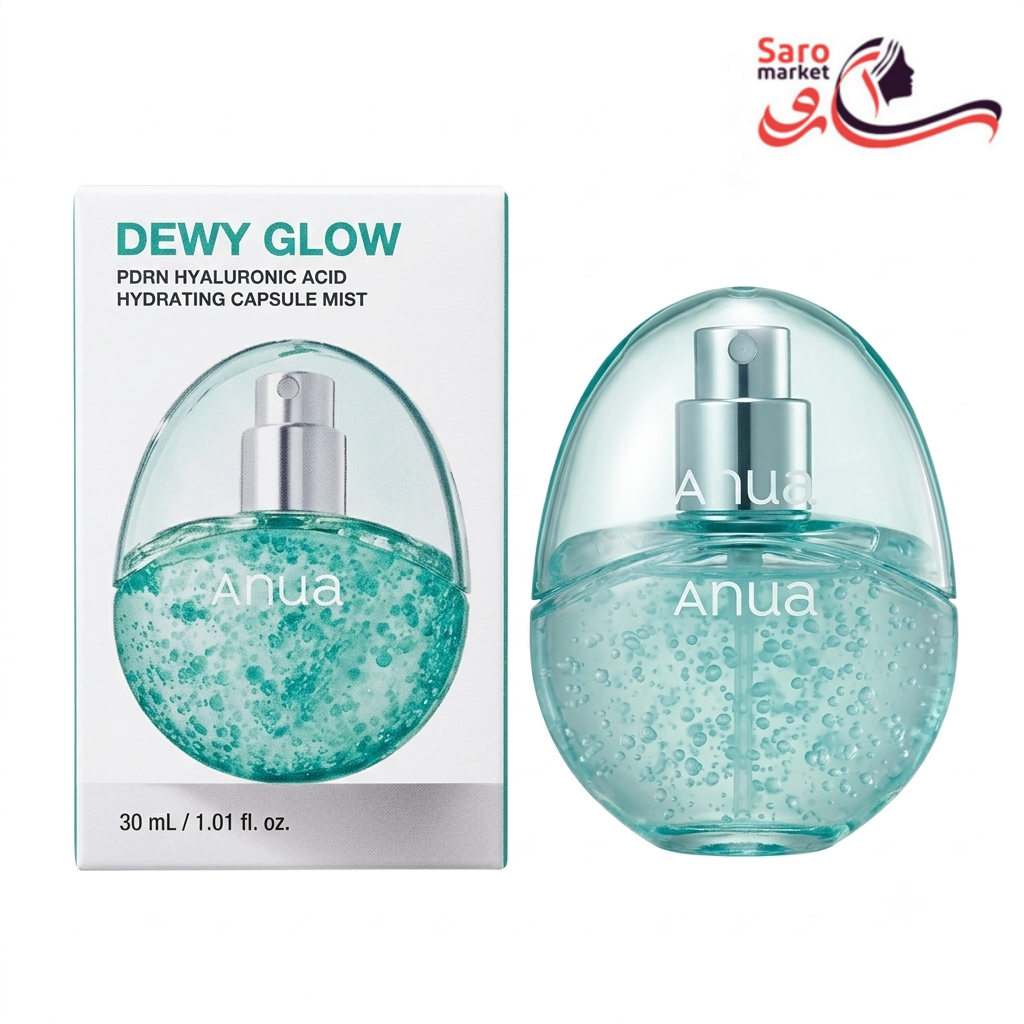 اسپری کپسولی آبرسان دیوی گلو پی‌دی‌آر‌ان و هیالورونیک اسید آنوا (Anua)