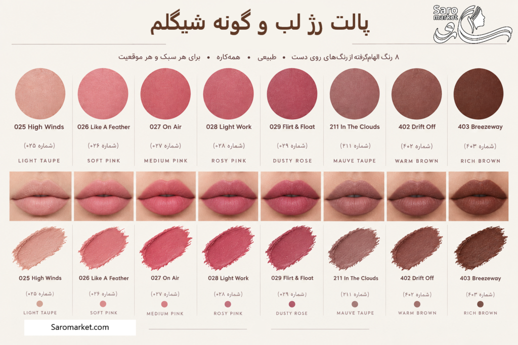 رژ لب و رژگونه Air Plush شیگلم (SHEGLAM) مدل رنگ ها